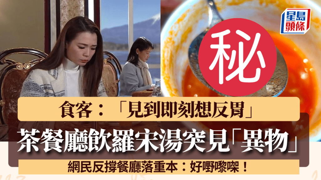 食客茶記飲羅宋湯突見「異物」：即刻想反胃！網民反撐餐廳落重本：好嘢嚟㗎