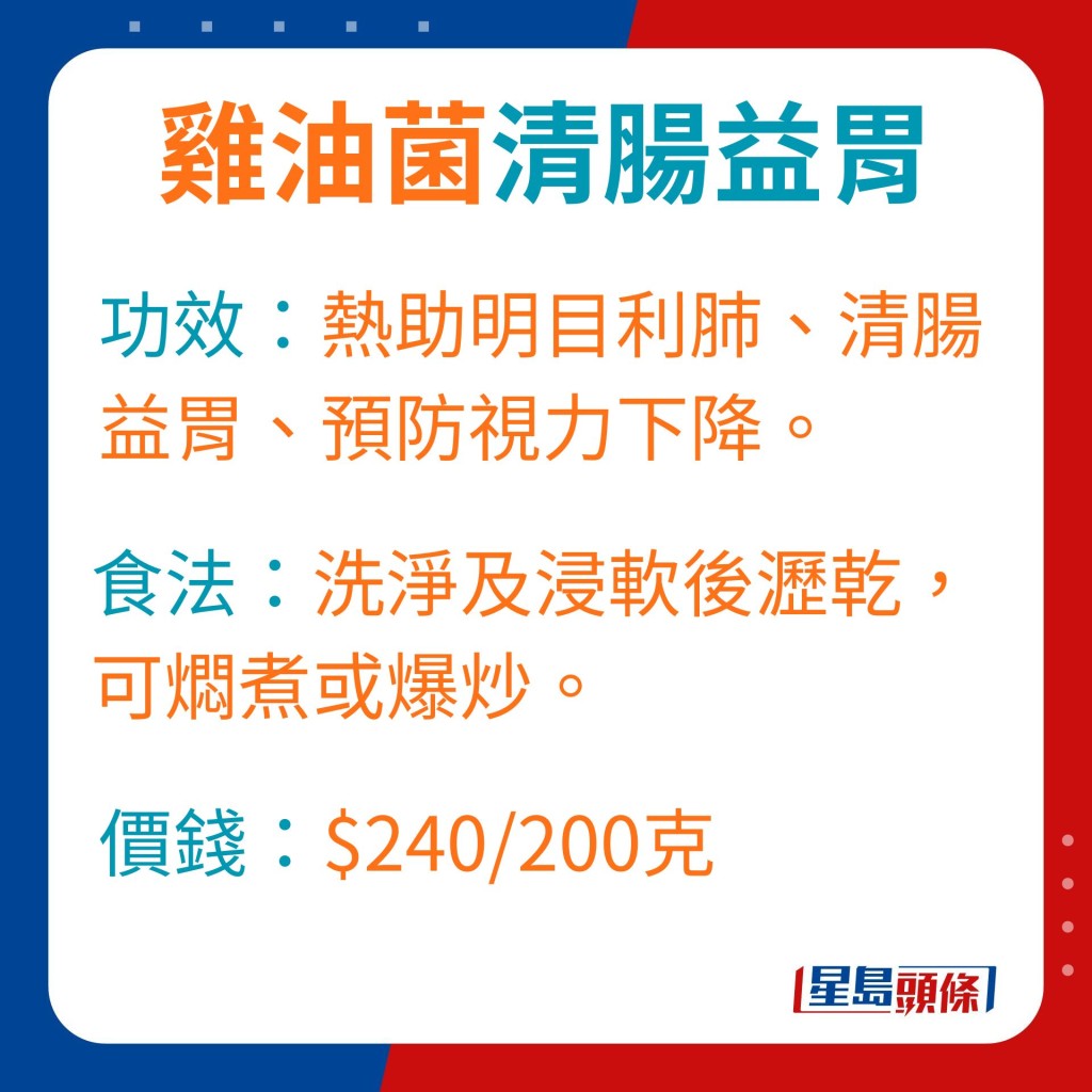 功效：热助明目利肺、清肠益胃、预防视力下降。