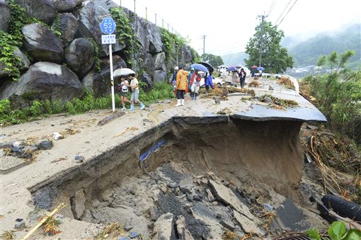 日本九州暴雨成災。AP