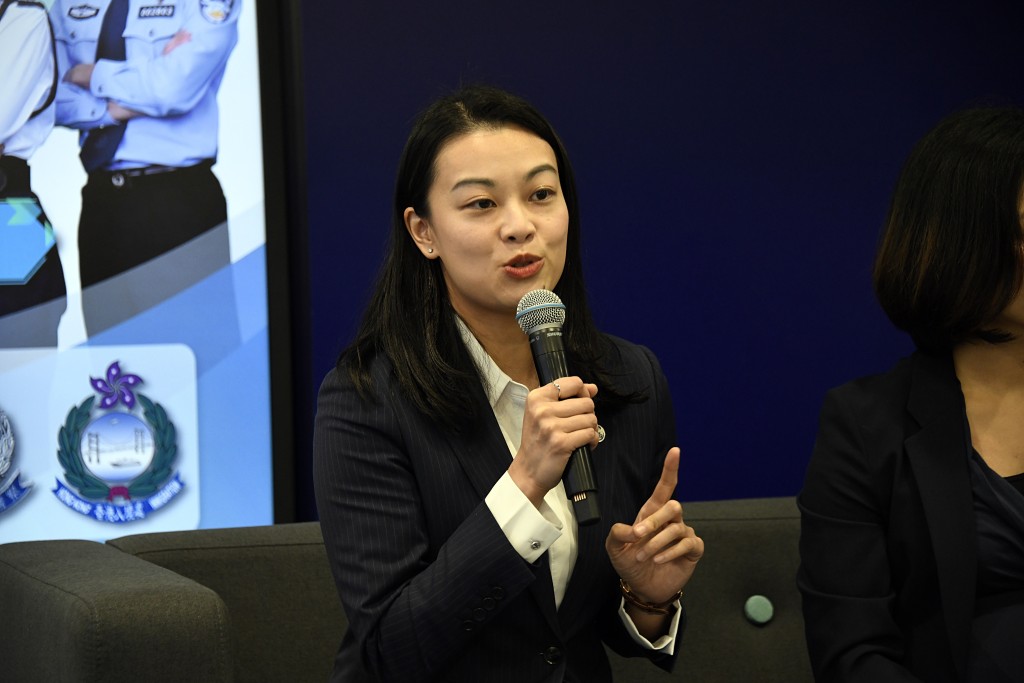 新界南總區防止罪案辦公室主任總督察陳詠君。楊偉亨攝 新界南總區防止罪案辦公室主任總督察陳詠君。楊偉亨攝