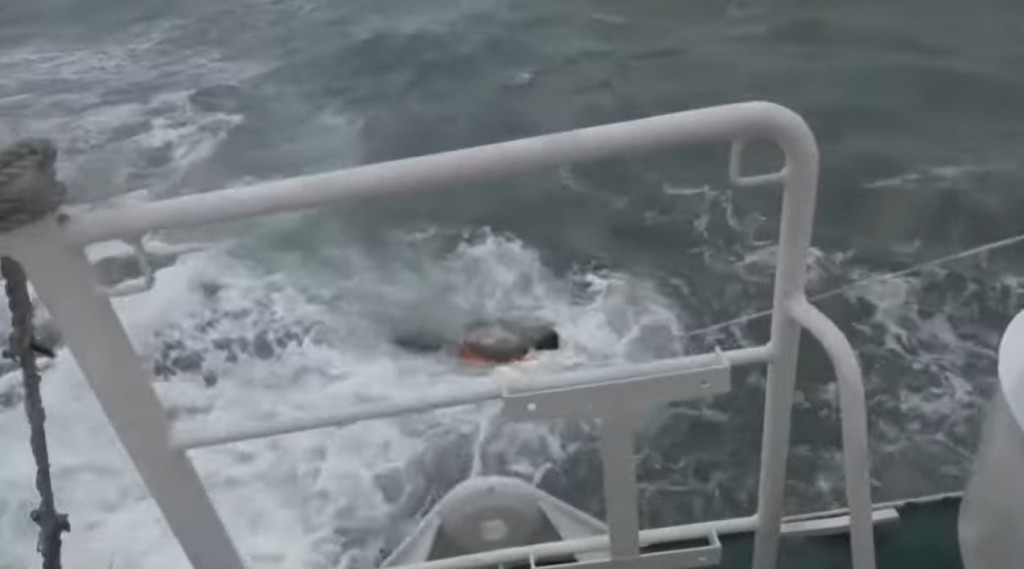 海上波涛汹涌搜救过程极度困难。影片截图