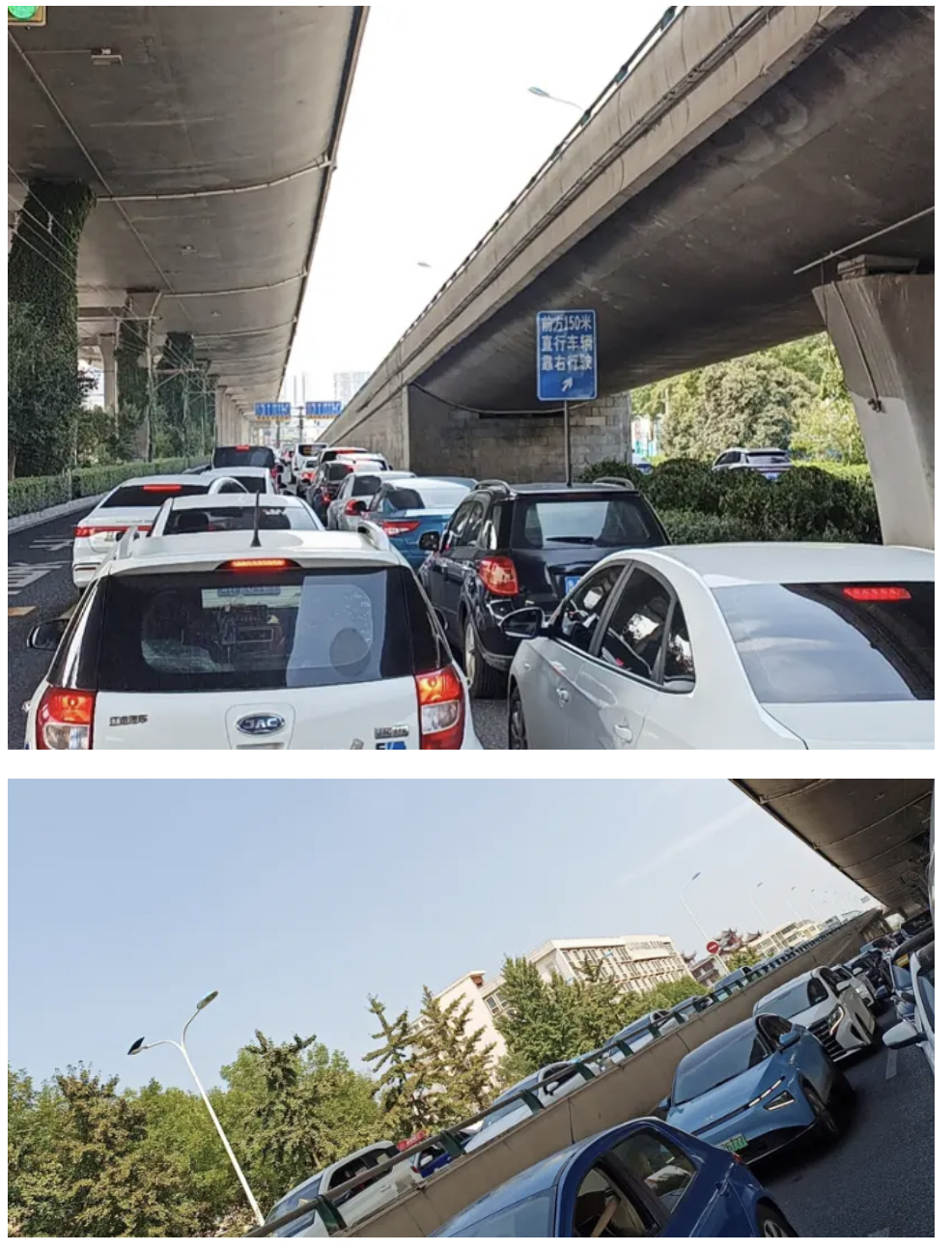 山東濟南大塞車，轉一次紅綠燈只能走10米。