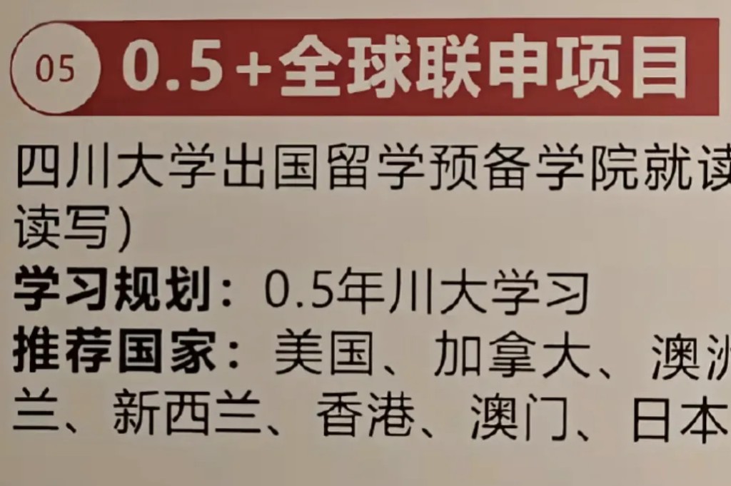 招生单张内容将港澳两地列入「 国家」。