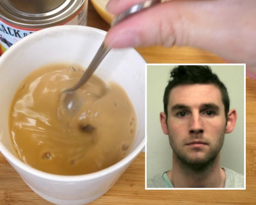 英國一名32歲男子Garyth Twiselton(右下),涉嫌將精液射進一女子茶中,並拍下整個過程。