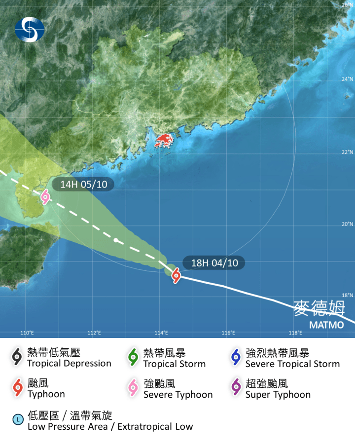 天文台預料麥德姆會在今明兩日橫過南海北部，移向雷州半島一帶。天文台圖片