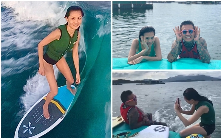 娜姐愛上玩wakesurf。