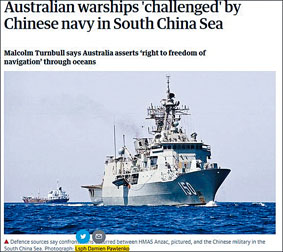 澳洲媒體曾報導中澳軍艦南海相遇。