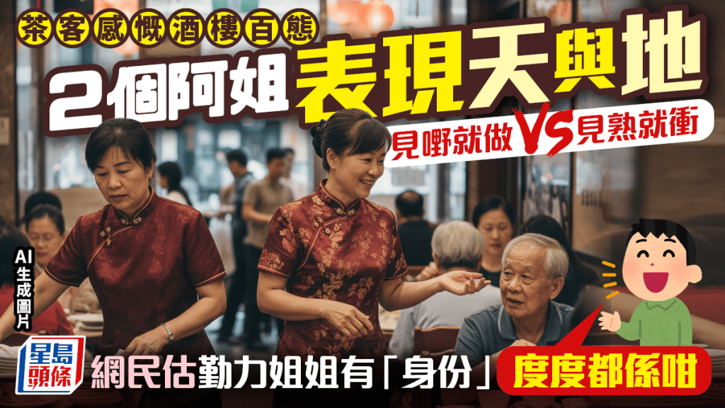 茶客感慨酒樓阿姐服務態度差異 一個見嘢就做  一個見熟客先埋身  網民估勤力姐姐有「特別身份」
