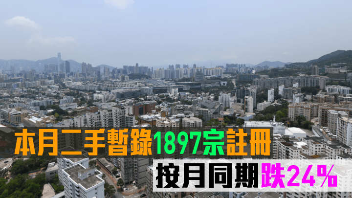 本月二手暫錄1897宗註冊。