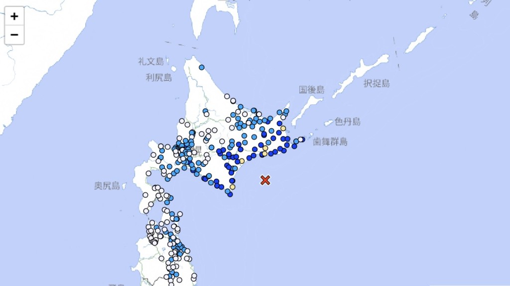 日本北海道釧路沖發生6.1級地震。 氣象廳