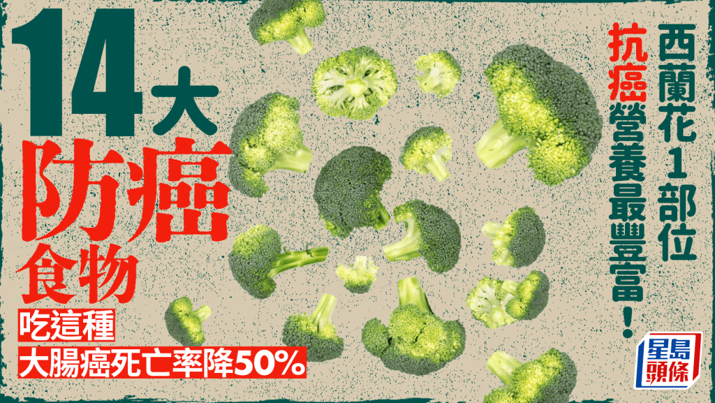 防癌食物｜ 西蘭花1部位抗癌營養最豐富！癌症專家推介14大食物防癌 吃這種大腸癌死亡率降50%