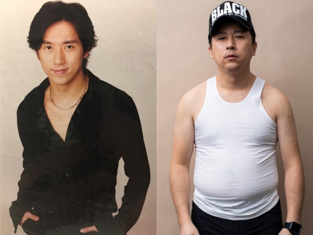 子博貼出發福前後對比照，並向老婆承諾努力減肥，回復當年Fit爆身形再同對方影婚紗相。