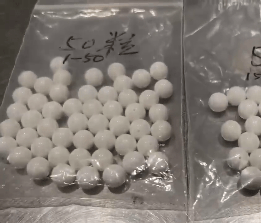 該批白色圓珠均為瀕危動物雙殼綱簾蛤目硨磲科製品。