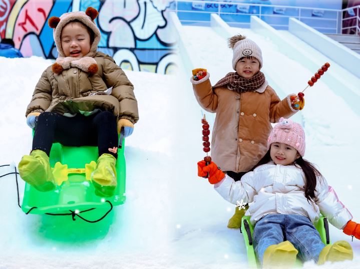 深圳冰雪節2024｜小朋友坐上雪橇大玩滑雪樂