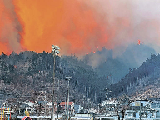 岩手縣大船渡市及周邊地區接連發生多宗山火。網上圖片