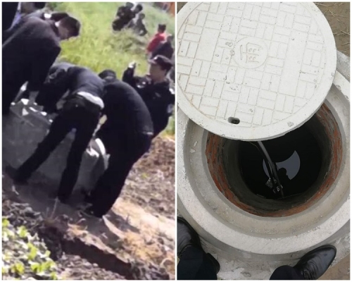 警方從2米深沙井打撈出老翁遺體。網圖