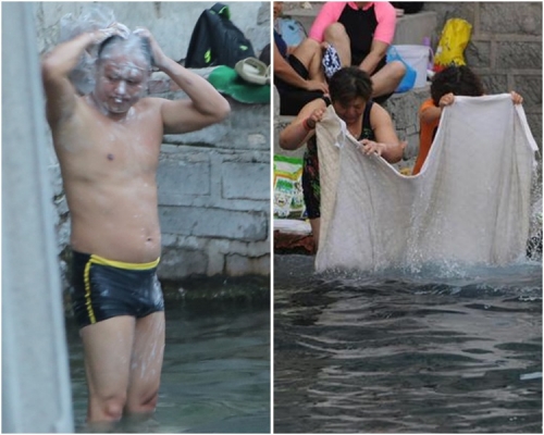 市民都無理會保護條例繼續在泉池中游泳、沖涼及用洗衣服。