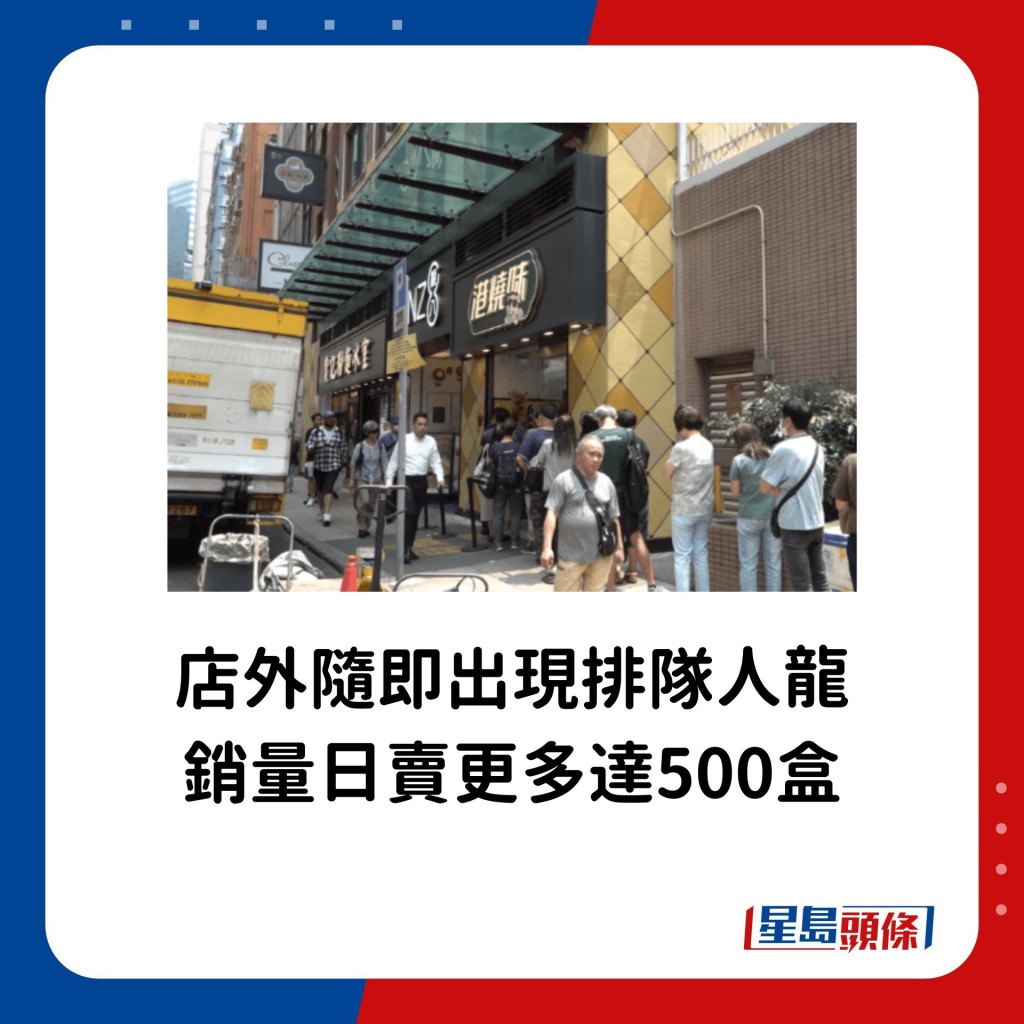 店外随即出现排队人龙，销量日卖更多达500盒