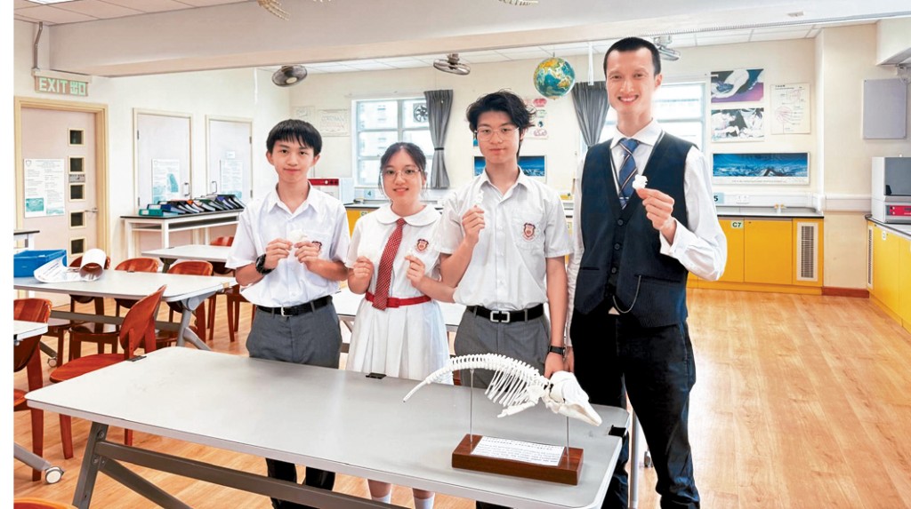 保良局羅氏基金中學利用3D打印技術複製海豚骨骼模型。