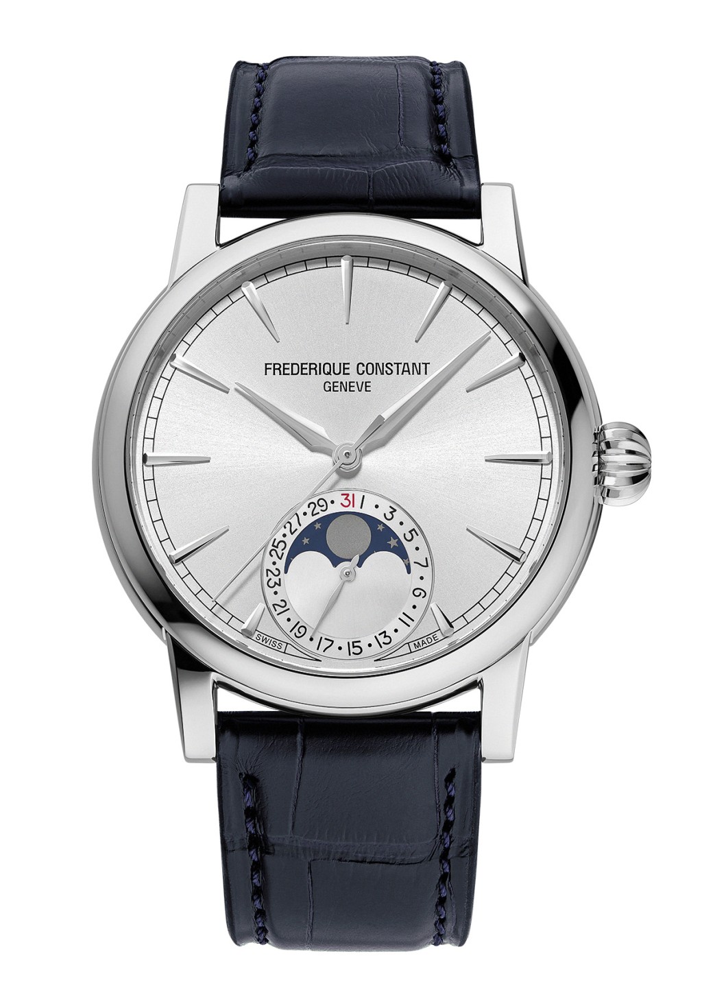 Frederique Constant Classic Moonphase Date Manufacture，錶殼：40mm不鏽鋼/ 機芯：FC-716自動/ 售價：$32,380。
