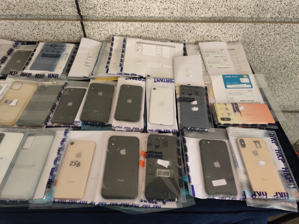 行動中，人員檢獲29部手提電話、52張電話卡和1部電腦。