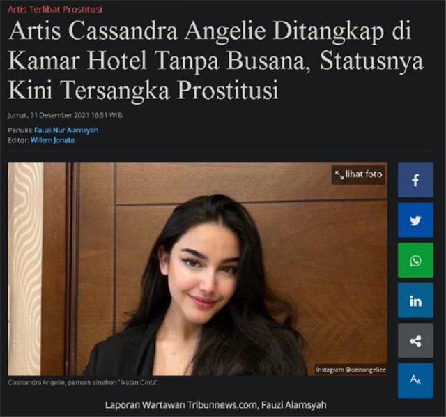 當地傳媒報道Cassandra Angelie被捕消息。