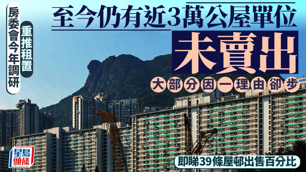 租置計劃重推︱房委會今年詳細調研 仍有近3萬公屋單位未賣出 即睇39條屋邨出售百分比