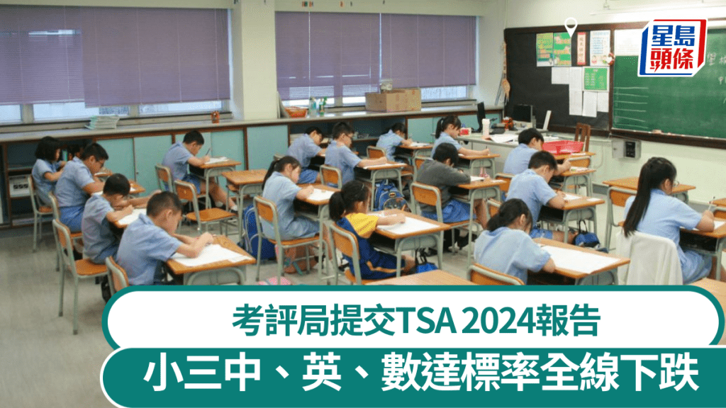 TSA︱考評局提交2024年全港性系統評估報告 小三中英數達標率全線下降