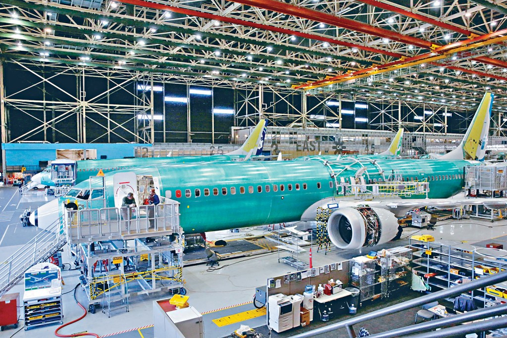 波音位於華盛頓州倫頓市的廠房在製造737 MAX 9型飛機。