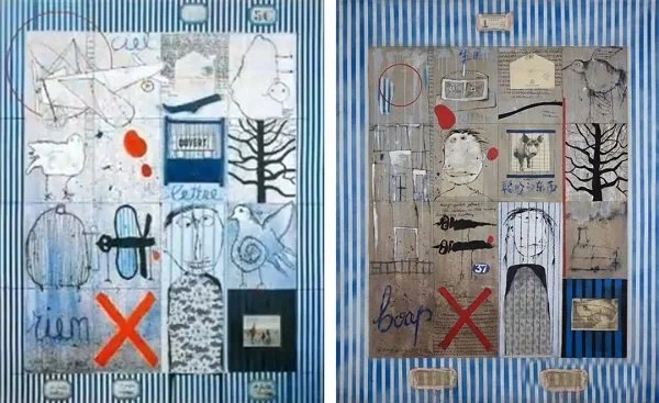 左：比利時藝術家西爾萬的作品，1990 右：葉永青的作品，1994