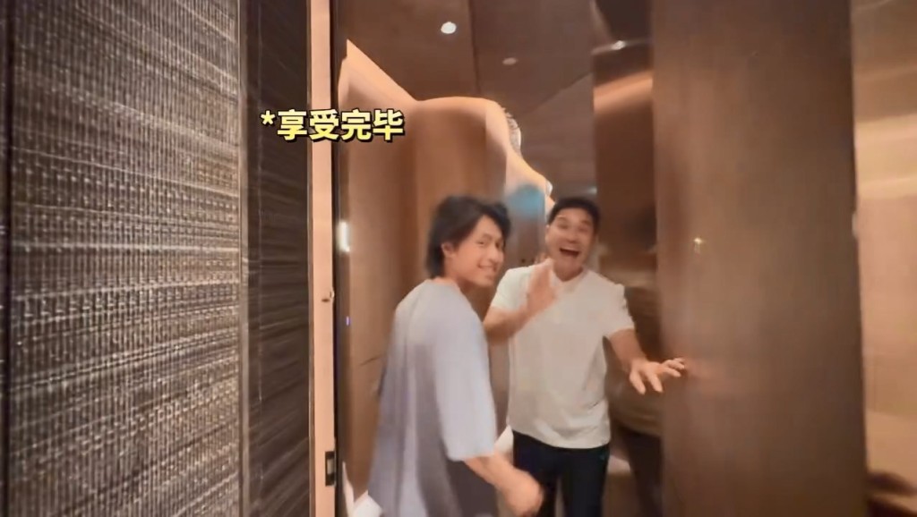 郭令山陪爸爸郭晉安拍片,全程笑容滿臉。 郭令山陪爸爸郭晉安拍片,全程笑容滿臉。
