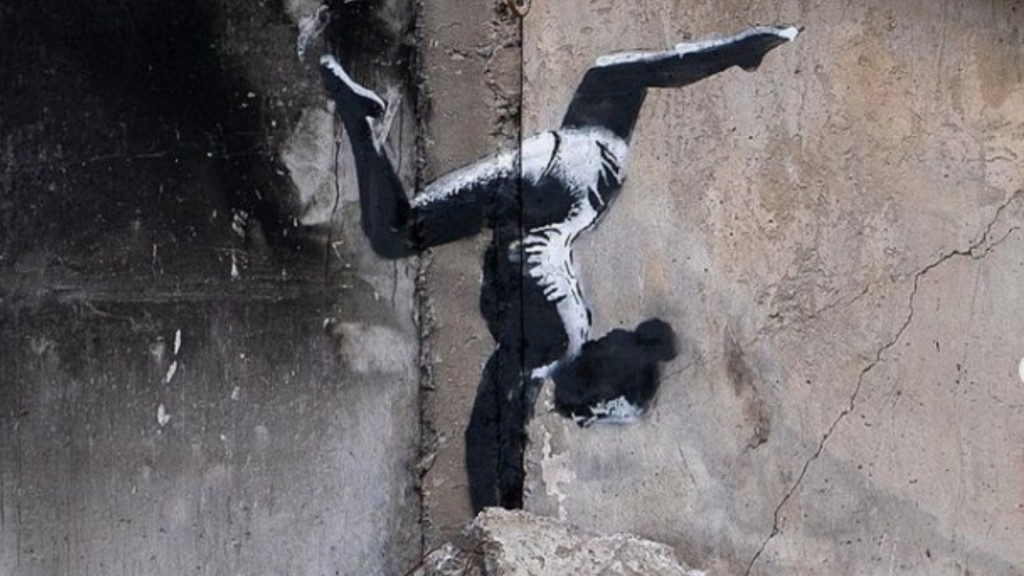Banksy新作出現在烏克蘭的瓦礫上。ig