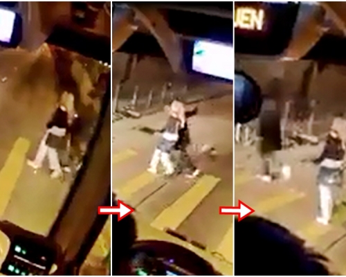 男方直奔馬路,女方呆了一下反應不來。網民Charlie Chung/馬路的事討論區 facebook