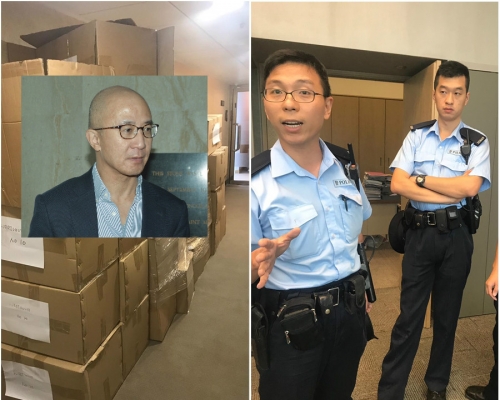 罗启瑞（左小图）疑被踢出办公室；警员到场了解。