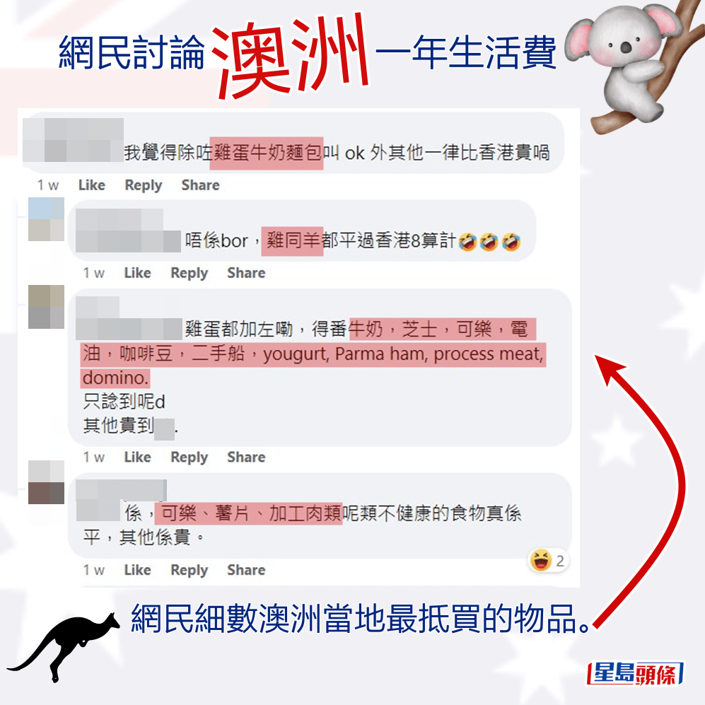 網民細數當地最抵買的物品。fb「香港人移民澳洲🇦🇺」截圖