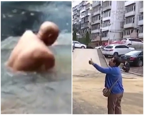 街坊對孫純國(左)的英勇行為表示敬佩。網上圖片