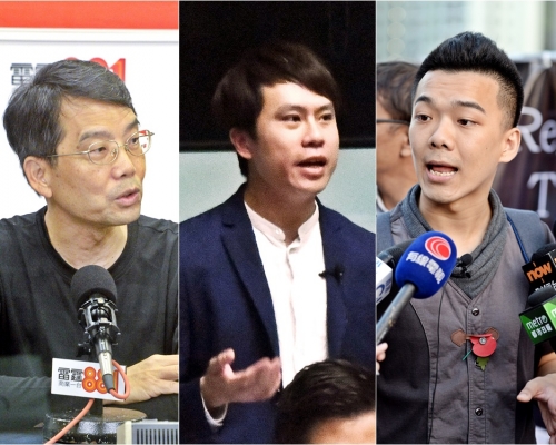 左起:黃偉賢、鄺俊宇及王進洋被指宣誓有效性存疑,當局要求提供額外資料。資料圖片