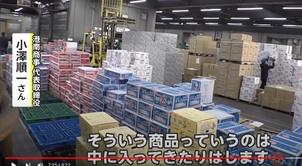 記者再前往附近的橫濱市中央批發市場，那裏正是東京海內、外蔬果的結集地，一般業者及賣店都會到那裏買貨。