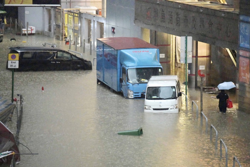 去年的黑雨期间多区发生严重水浸。资料图片