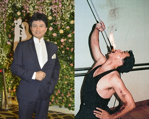 吳剛師傅未忘當年吞火吞炭絕技。