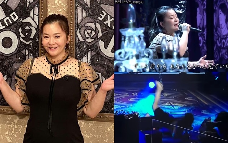 成功減磅的華原於節目表演時𤓓爆撻落地。