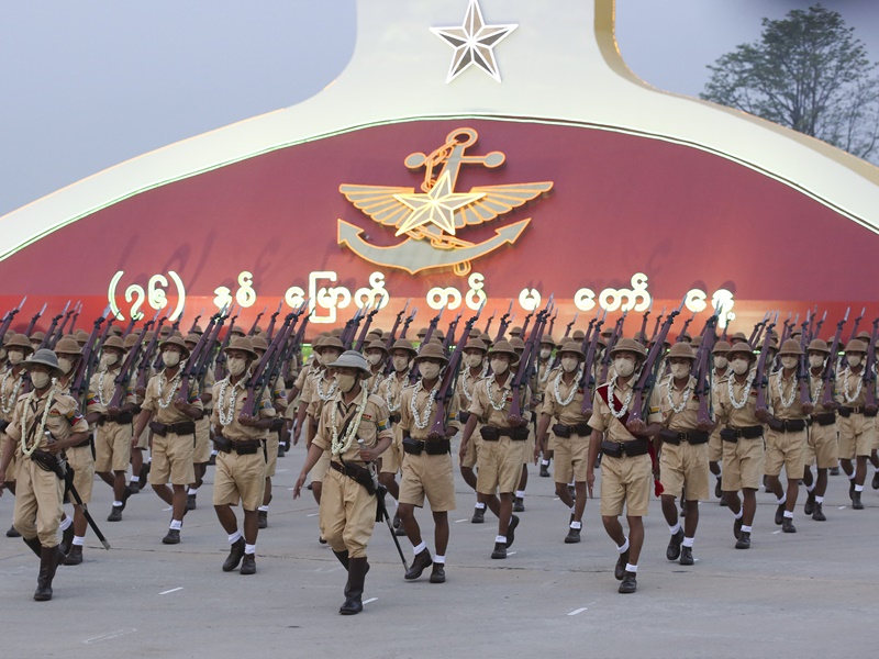 緬甸軍人節首都內比都舉行閱兵儀式。AP