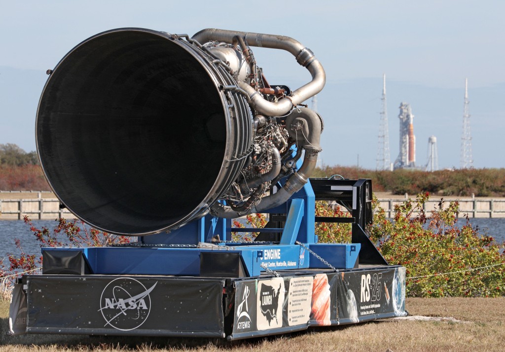 火箭的RS-25引擎。法新社