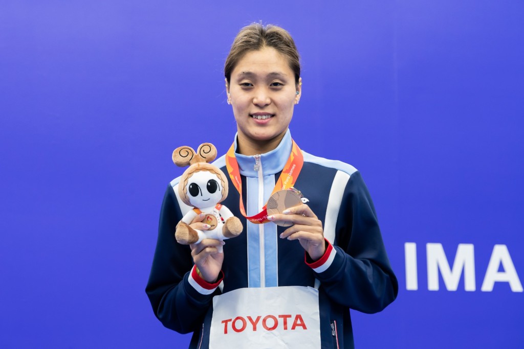 陳睿琳勇奪女子S14級100米背泳銅牌。照片由中國香港殘疾人奧委會提供