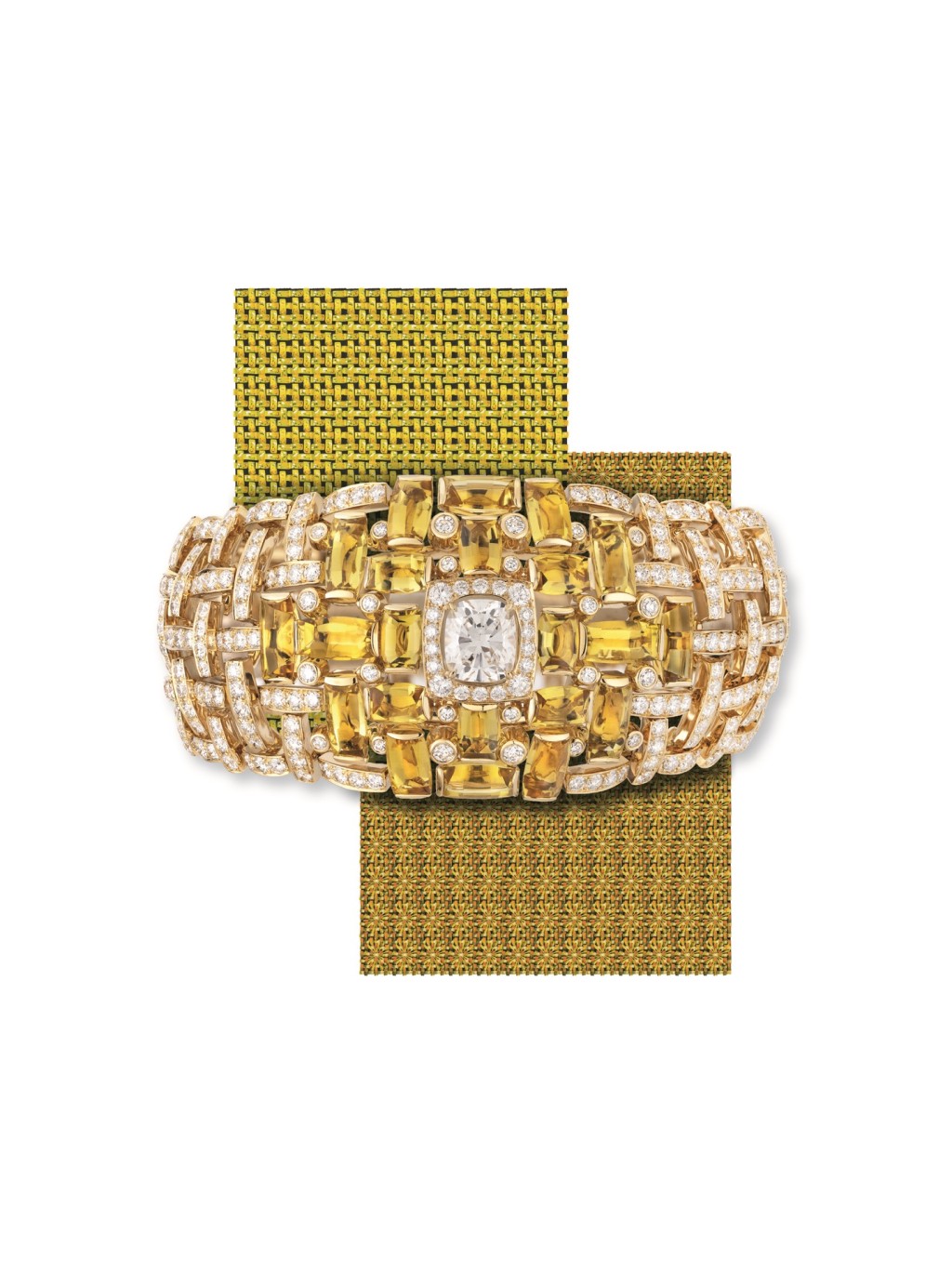 Tweed Byzance黄金拼钻石及绿柱石手链。 