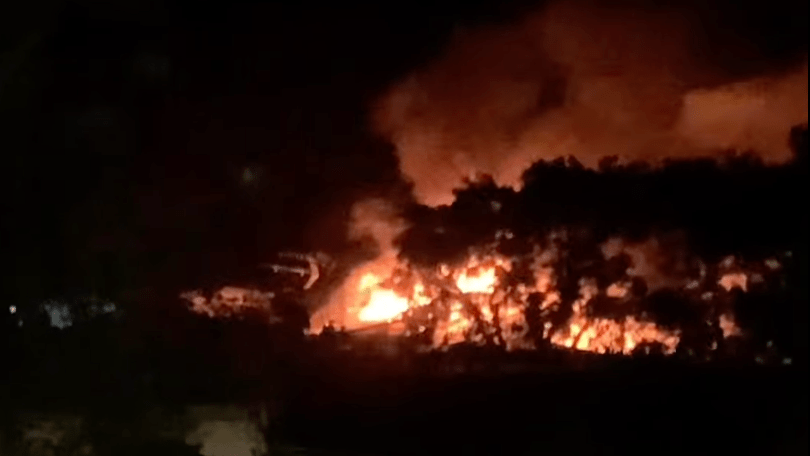 上水丙岗村一间铁皮屋起火。FB 清涛苑清河邨&祥龙围 片段截图