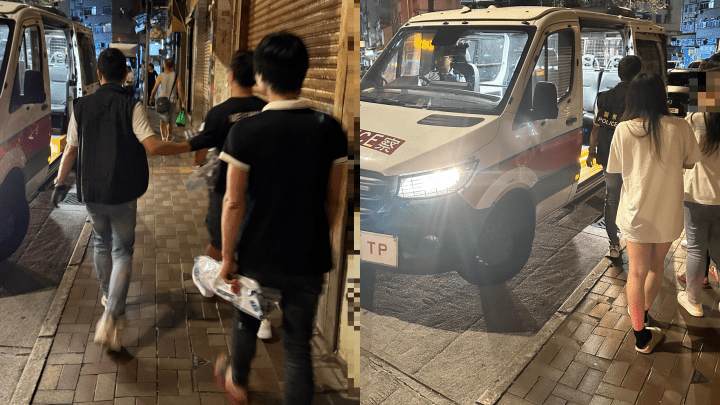 大埔反黑組冚釣魚機賭檔,3男2女被捕。警方圖片