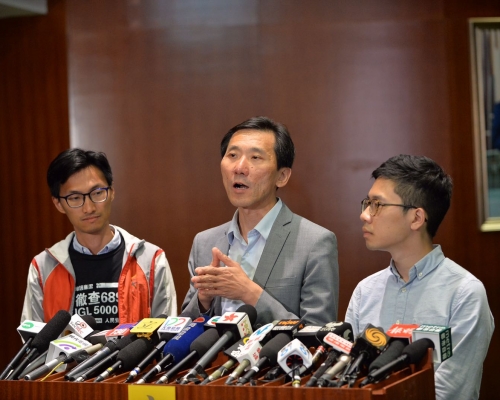 羅冠聰(右)、姚松炎(中)、朱凱迪(左)。