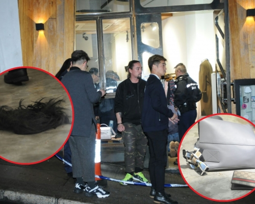 地下遺留假髮及袋。尹敬堂攝