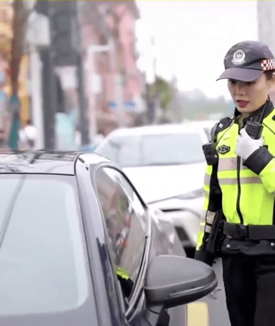 对于驾驶者违规，女警也是温柔提醒。
